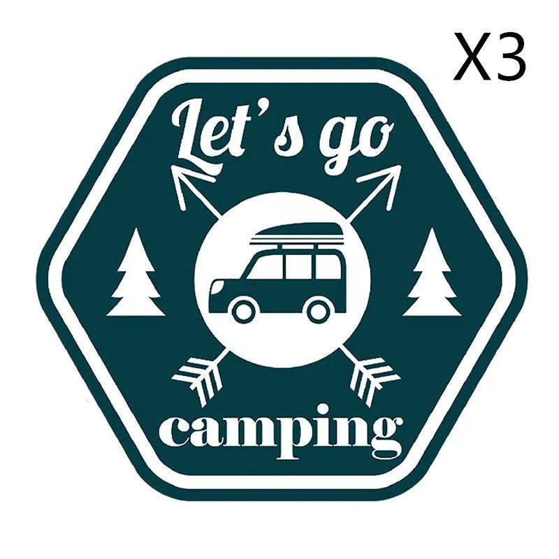 Camping pattern car sticker 14x12.7cm PVC strong adhesion decal
