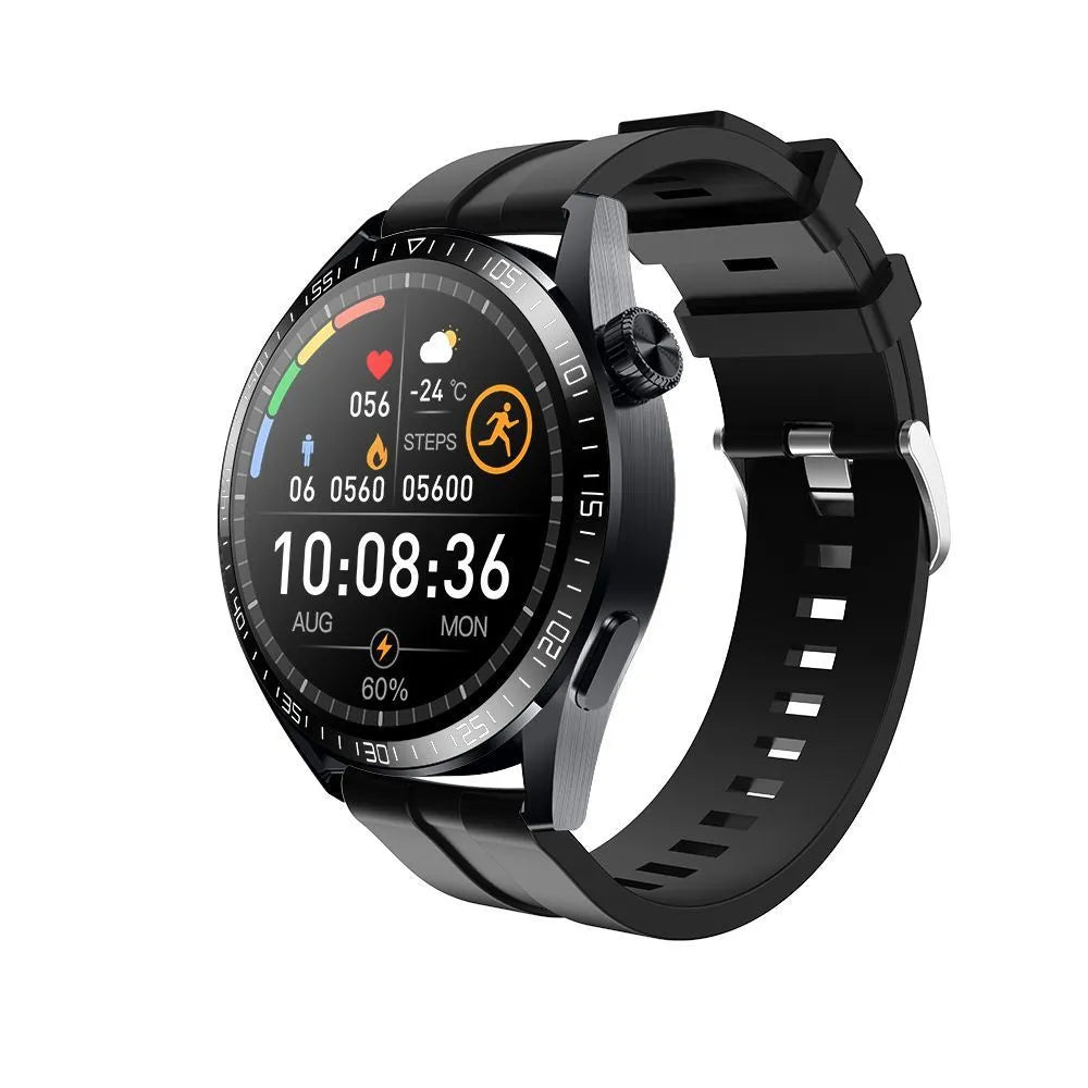 GS3 Max smart watch showing black model with 1.35-inch screen on silicone wristband
