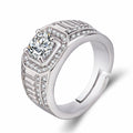 Men's copper ring with large square diamond centrepiece and adjustable opening