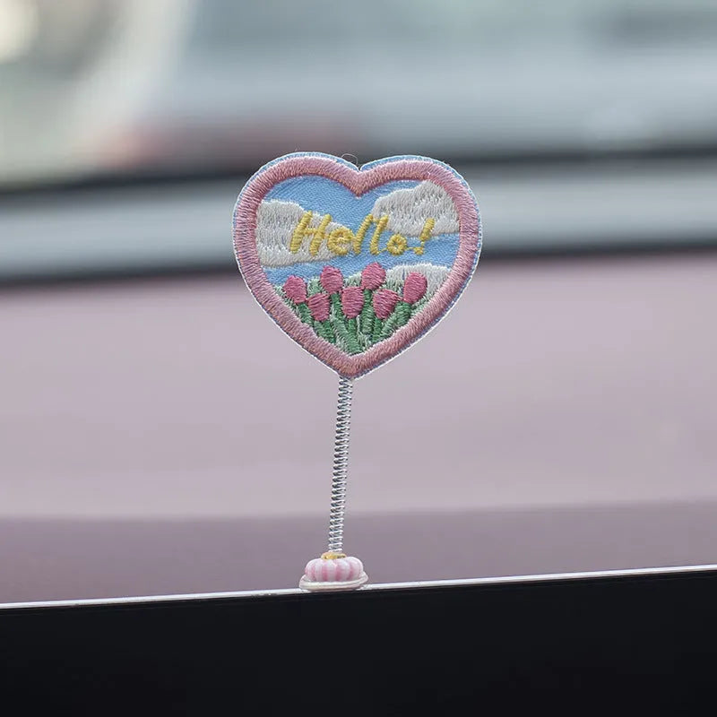 PVC cartoon duckling car decoration set with six small ducks and one hello sign