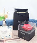 Jewellery gift box in black with acrylic and flannel construction for rings and pendants