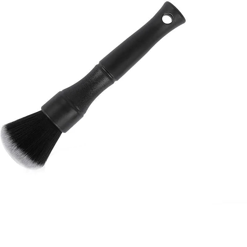 Black car detailing brush with ultra-soft pig hair bristles and a PP plastic handle.