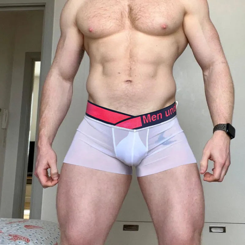 Men's low waist underwear with gradient laser pattern in breathable nylon modal fabric