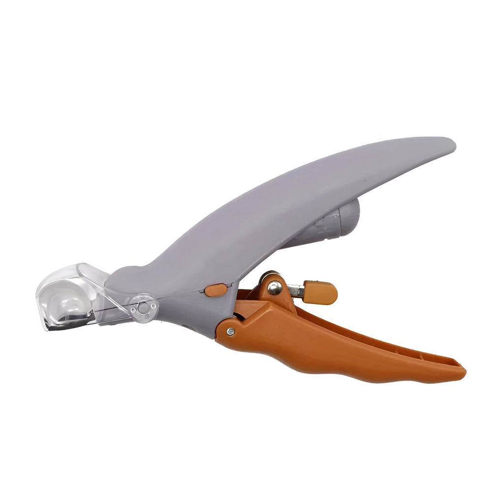 Yellow LED pet nail trimmer with magnifying glass and nail catcher for cats and dogs