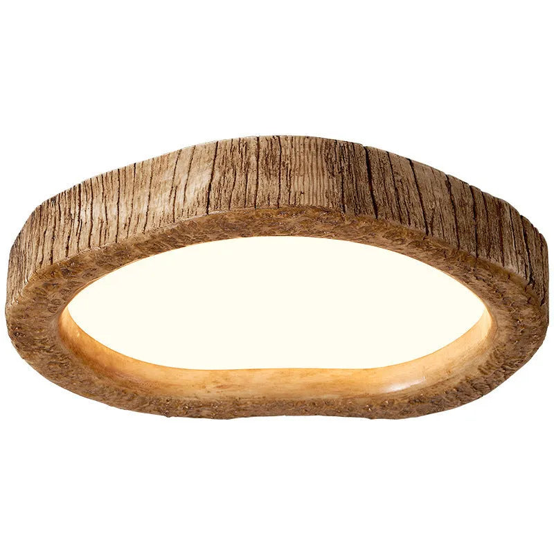 Wood grain finish round ceiling lamp with new Chinese style design and LED lighting