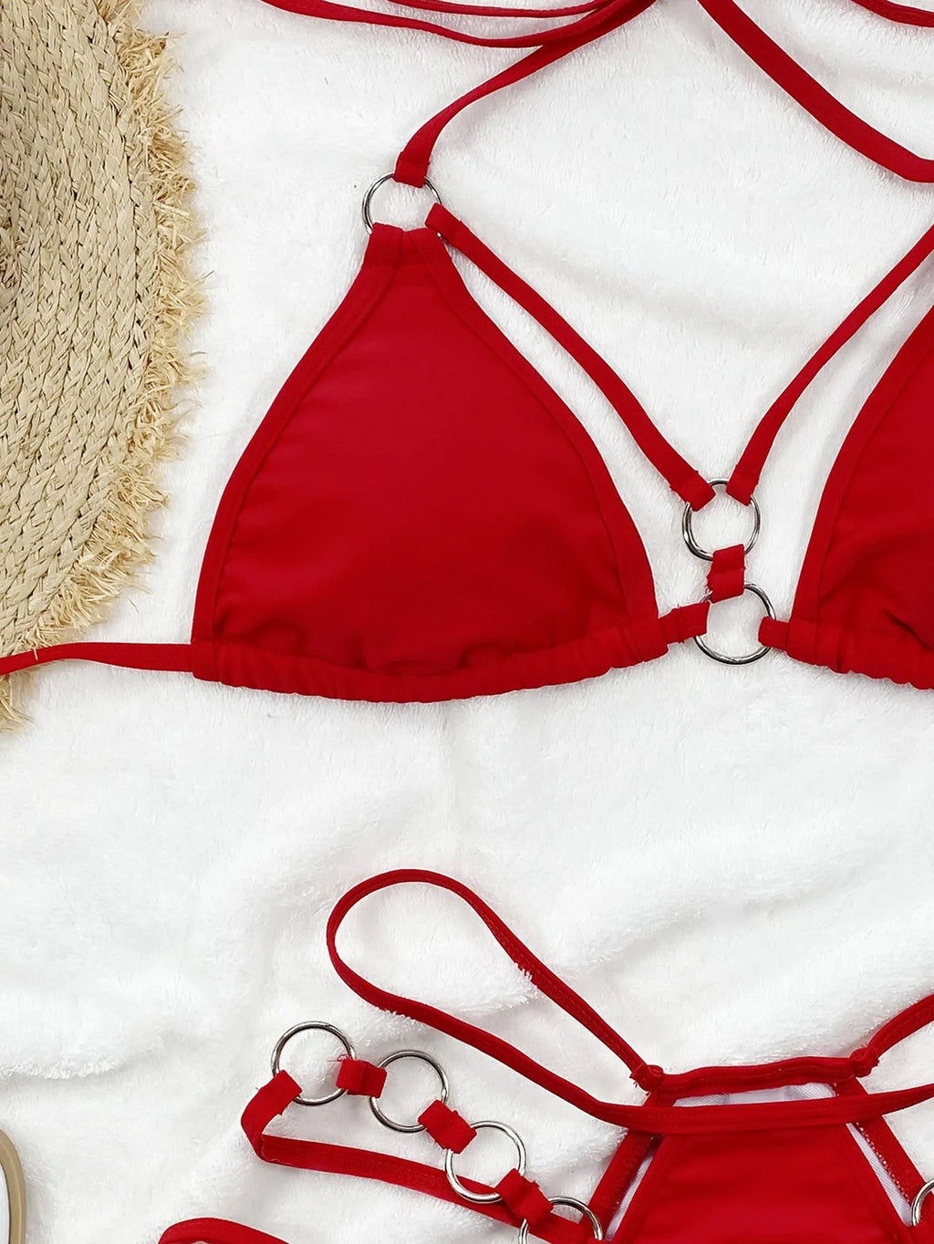 Women's separated bikini set with shorts in solid colours for swimming