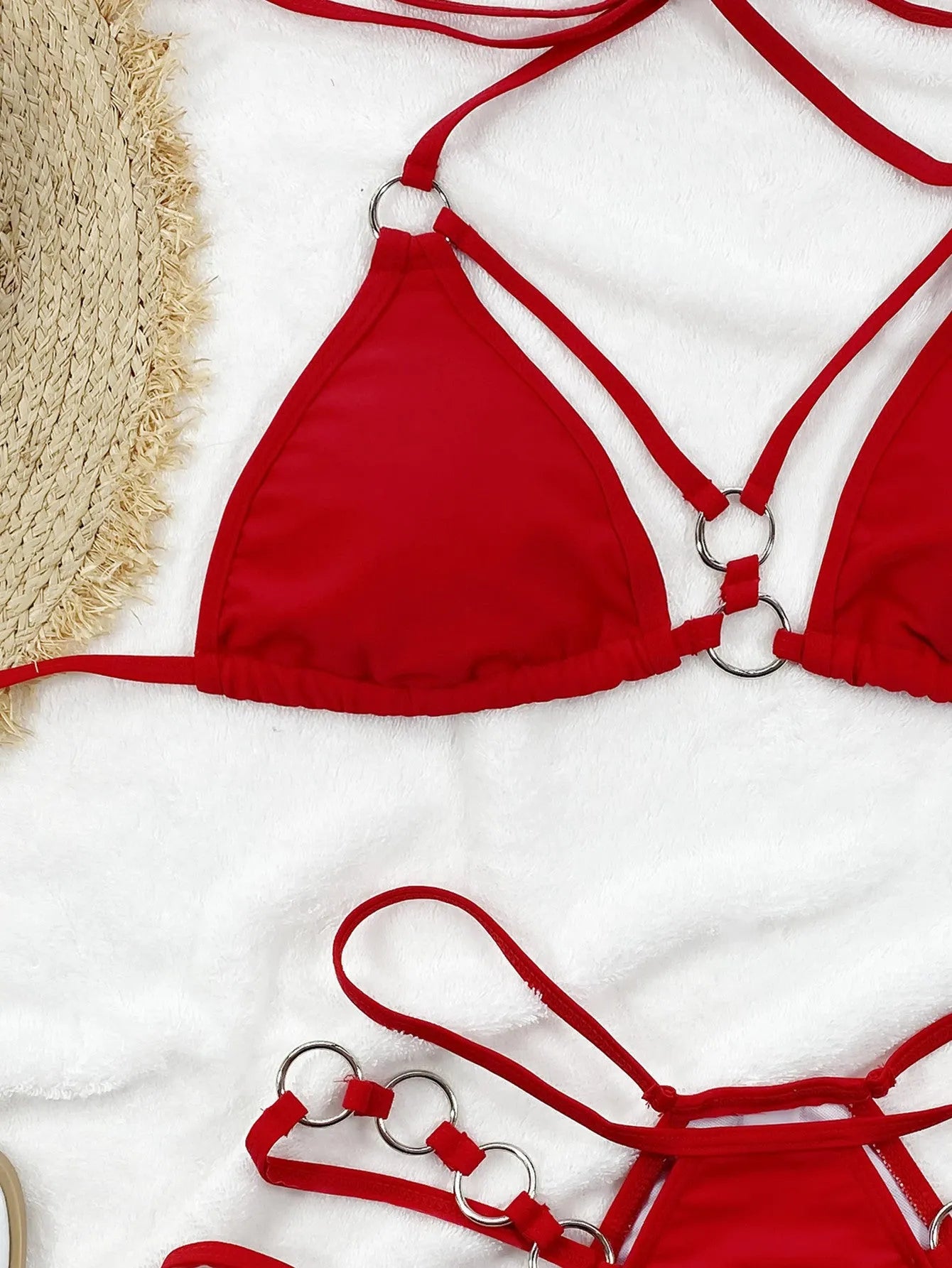 Women's separated bikini set with shorts in solid colours for swimming