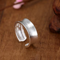 Adjustable opening Korean frosted sterling silver ring with geometric shape