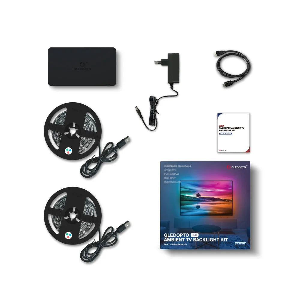 GL-SN-002K HDMI RGB LED light strip sync control box with 2m strip and cables