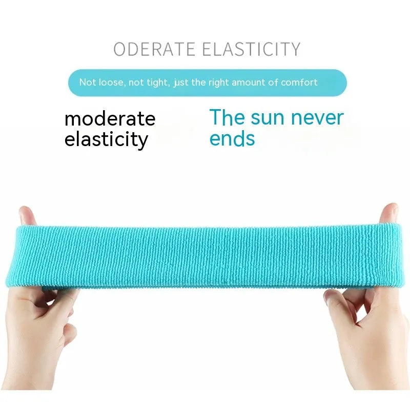 Sports anti sweat headband in widening elastic design, polyester spandex material