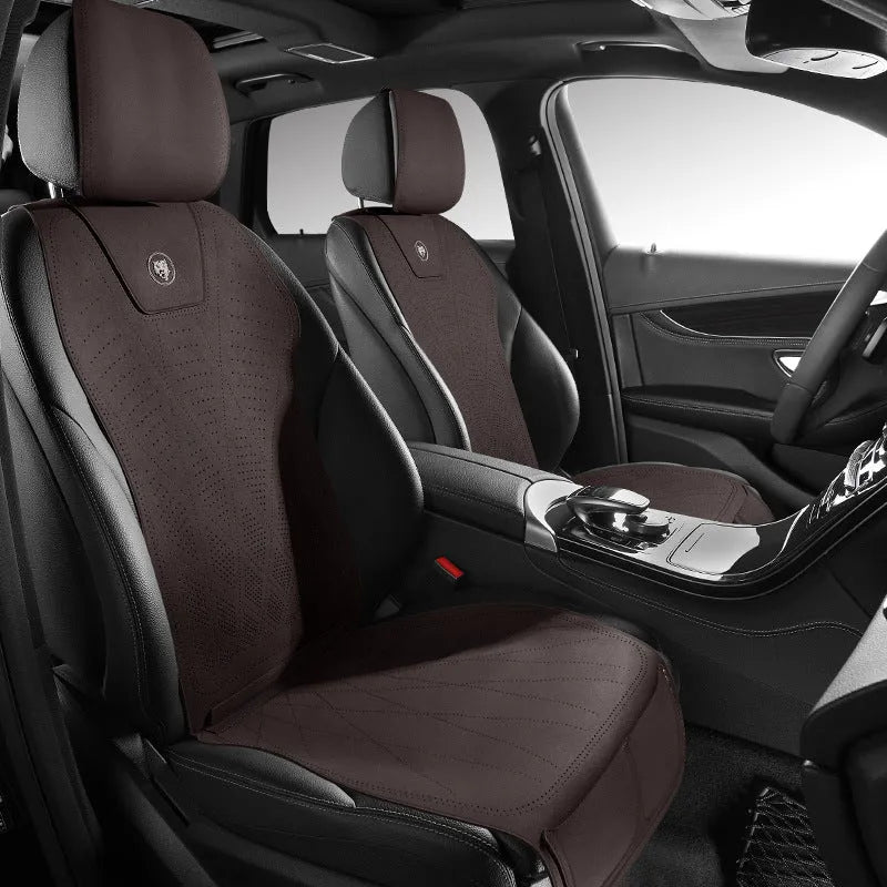 Ultra-thin tailored leather car seat cover with gradient hole pattern in Hermes orange colour