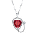 Red diamond colour copper stethoscope pendant necklace on a chain for women