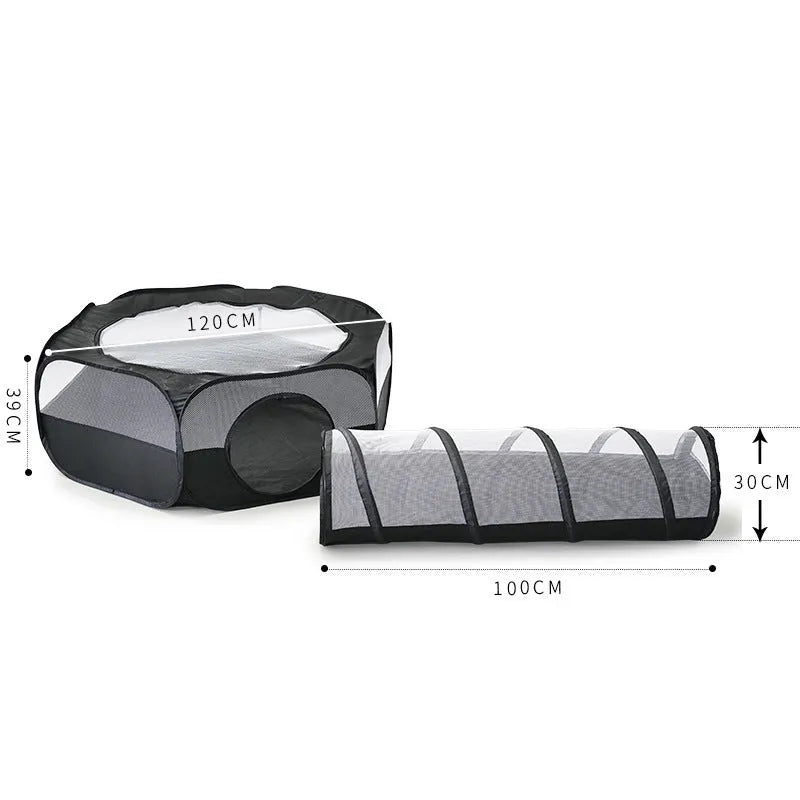 Foldable 30cm cat tunnel and tent in 190T polyester with two-way zipper