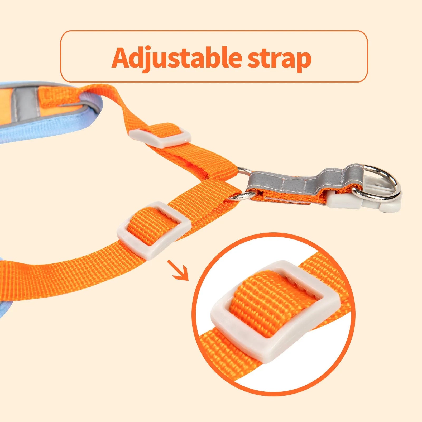 Blue adjustable dog haulage rope harness with chest strap on a medium-sized dog.