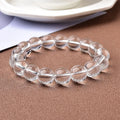 Female white crystal obsidian bracelet polished geometric glass beads 8mm to 14mm unisex