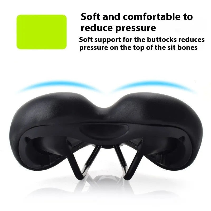Bike saddle cushion with hollow design in colour 3147, shown with an L clamp ring for double rail mounting.