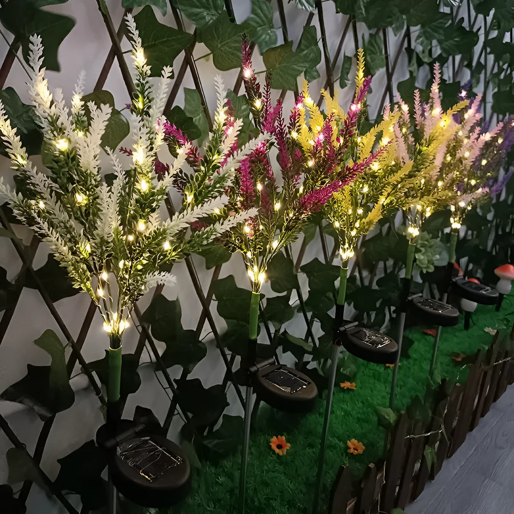 Solar-powered lavender flower shaped LED garden light for outdoor courtyard decoration