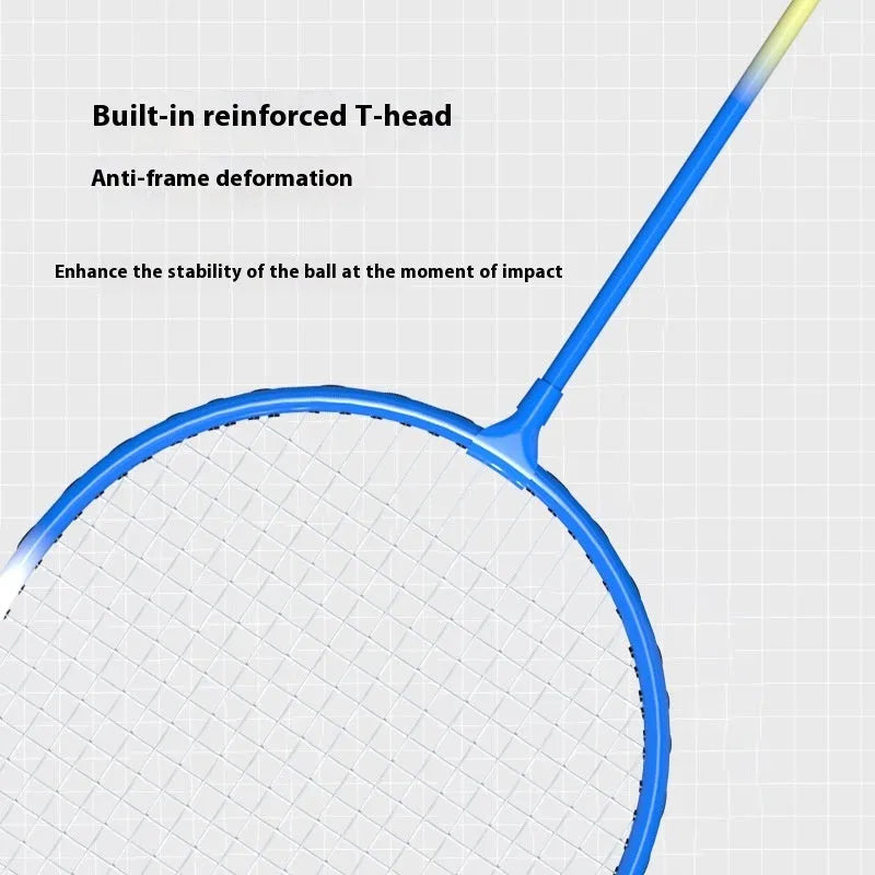 Blue and red ultra-light alloy split badminton racket pair set for casual play