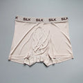 Men's loose-fitting silk shorts in navy blue, shown on a mid-waist, highlighting the breathable casual design.