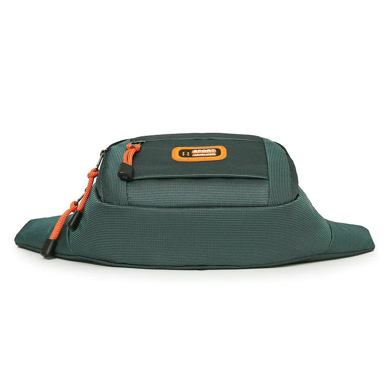 Large capacity waterproof slanted chest bag in black, grey, blue, and green colours.