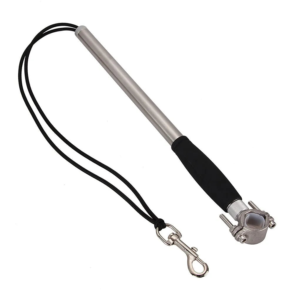Bicycle dog walking hand holding rope pet traction lead with stainless steel chain ring on white background