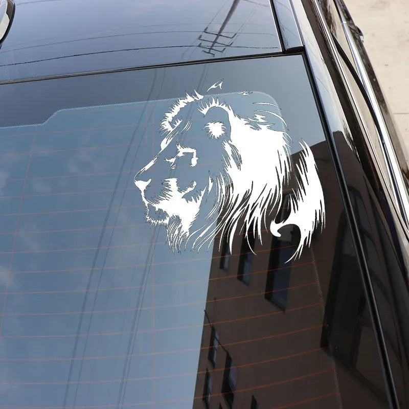 Personalised meditation lion car sticker in reflective material, 20 x 19.5 cm, available in black or white