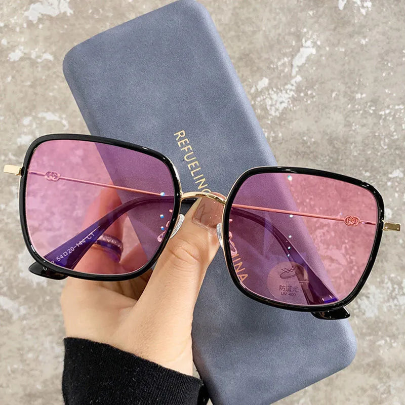 Photochromic large frame myopia glasses with anti-blue light lens function, multiple prescription options