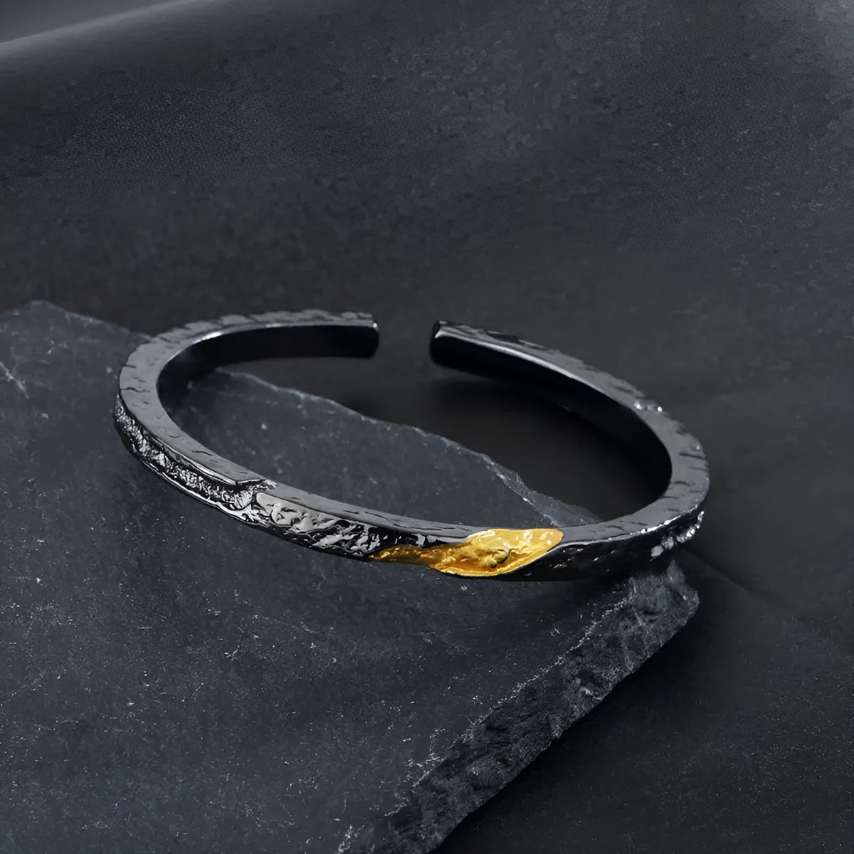 Men's copper open cuff bracelet with electroplated SH198 Flowing Fire colour finish, casual style