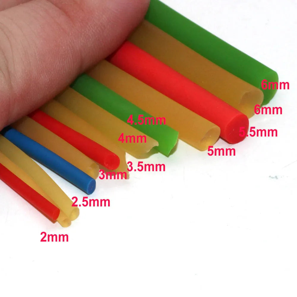 Solid fluorescent latex slingshot rubber band 2mm to 8mm thick round leather high resilience projectile toy fishing slingshot