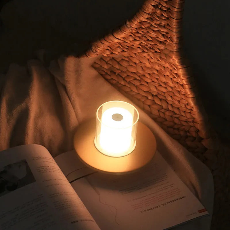 Rechargeable candle mood table lamp, 1W 2400K, USB, touch or infrared dimming, Gold or Silver, 160x100mm