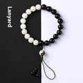 11mm white bodhi bracelet with blackwood eight-diagram beads in retro style