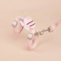 Bee-shaped pink cat harness and matching rope lead on a white background