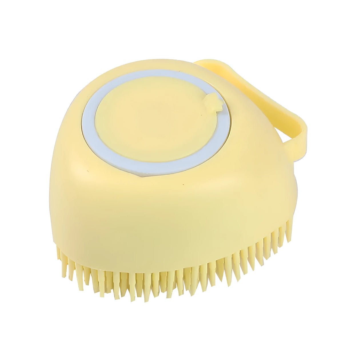 Silicone dog bath brush in blue colour for pet grooming during bath time