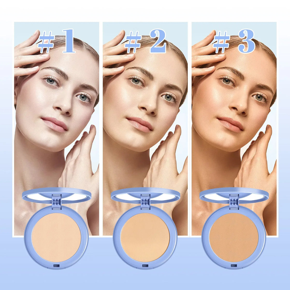 Compact of natural finishing powder in 8g size with shade options Classic Ivory, Natural Beige, Pure Beige