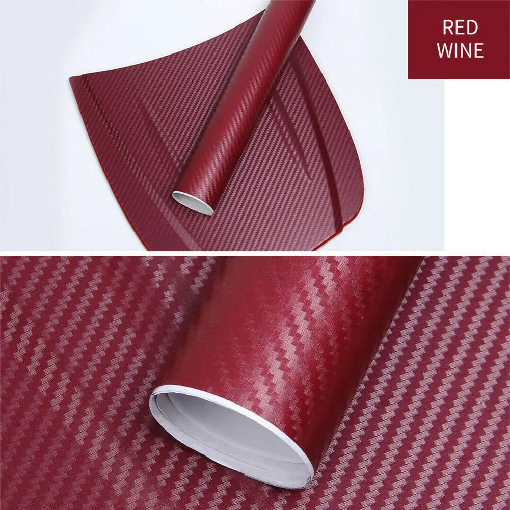 Roll of 3D carbon fibre car sticker in multiple colour options for vehicle interior and exterior decoration