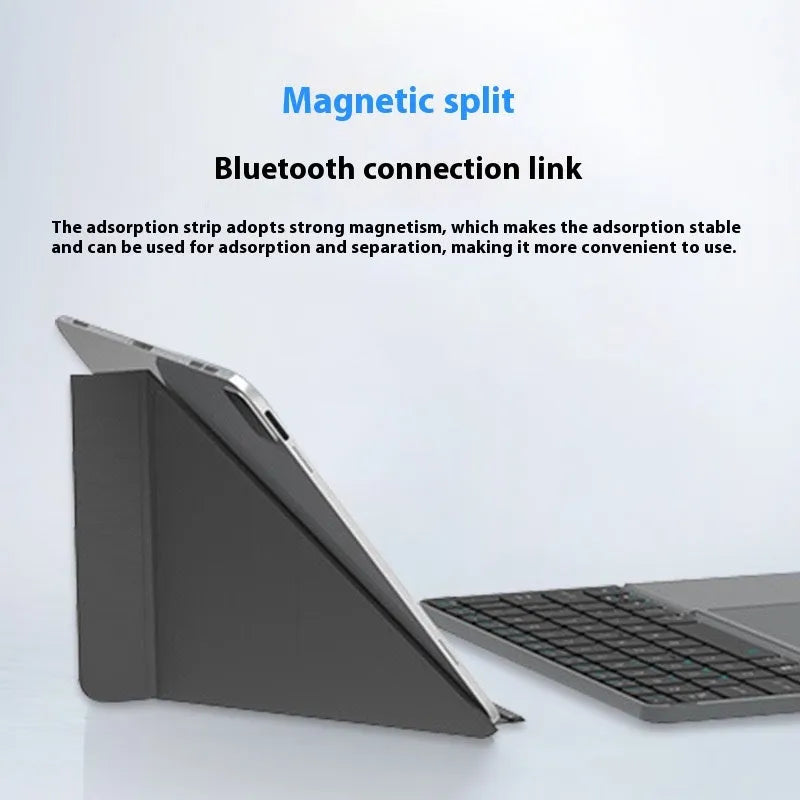 Grey wireless Bluetooth folding keyboard for mobile phones and tablets with protective case