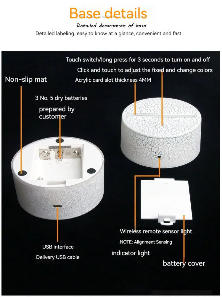 Heart-shaped acrylic table lamp with touch switch and USB warm light, 160mm size for desk or bedside