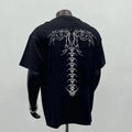 Men's white and black pure cotton loose fit short sleeve t-shirt showing front printing detail
