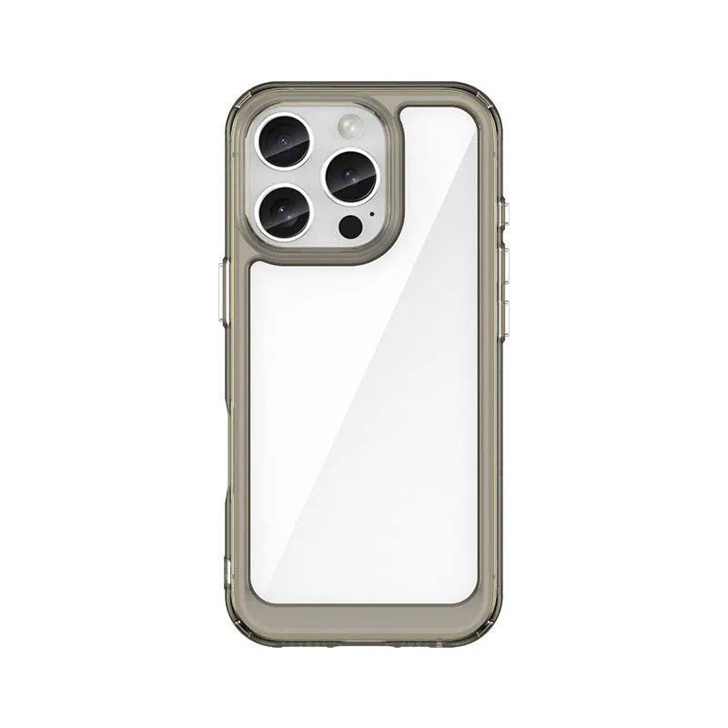 Plastic transparent backboard protective cover for Apple iPhone in PC TPU material, anti-fall phone case with clear design