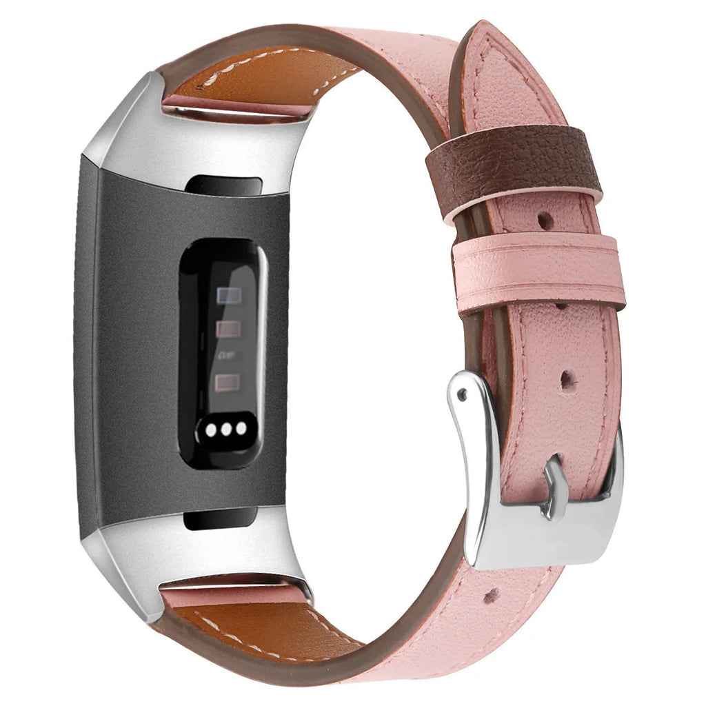 Genuine leather strap for Fitbit Charge 3 and Charge 4, 18mm pointed tail, first layer cowhide, multiple colours