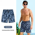 Men's quick-drying nylon swimming trunks in leaf print, sizes S to 5XL, with triangle or boxer lining