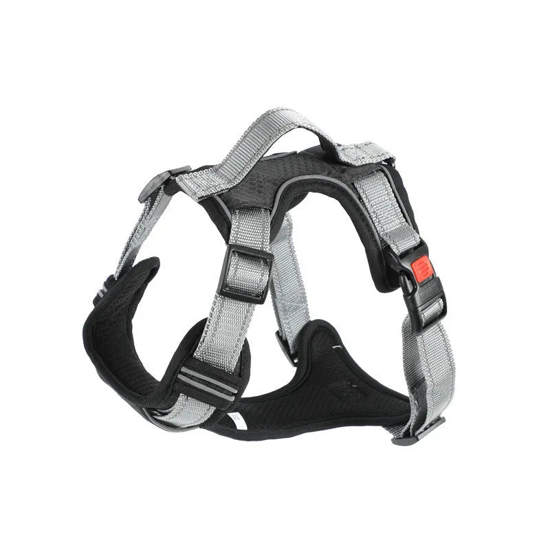 Adjustable dog vest with chest strap and hand-holding rope in multiple colour options
