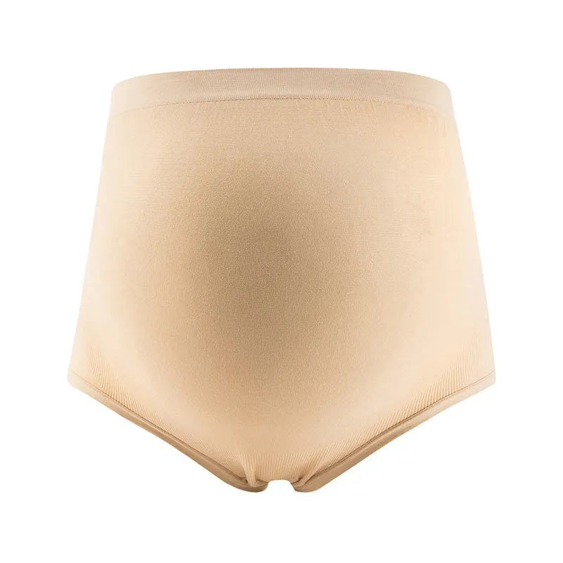 High waist seamless maternity underwear with cotton crotch in green, skin colour, light brown, or light grey.
