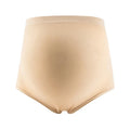 High waist seamless maternity underwear with cotton crotch in green, skin colour, light brown, or light grey.