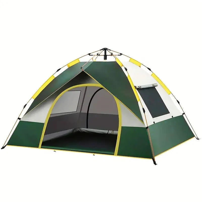 Dark green silver glue automatic quick-open camping tent for 3-4 people