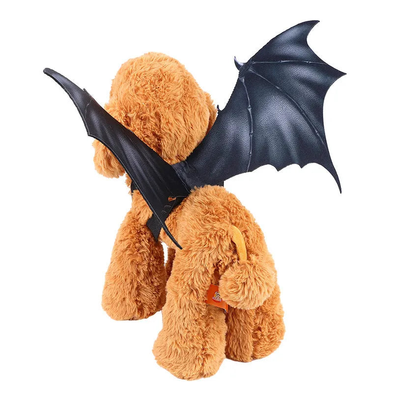 Black cloth bat wings pet costume accessory in three sizes for Halloween