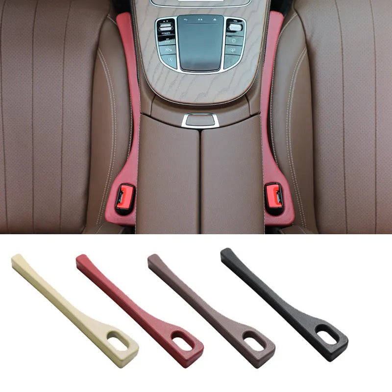 Polyurethane car seat gap filler strip in black colour preventing items falling between seats