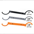 Crescent magnetic suction wrench three-piece kit in orange, grey and black colours with catheter locking function