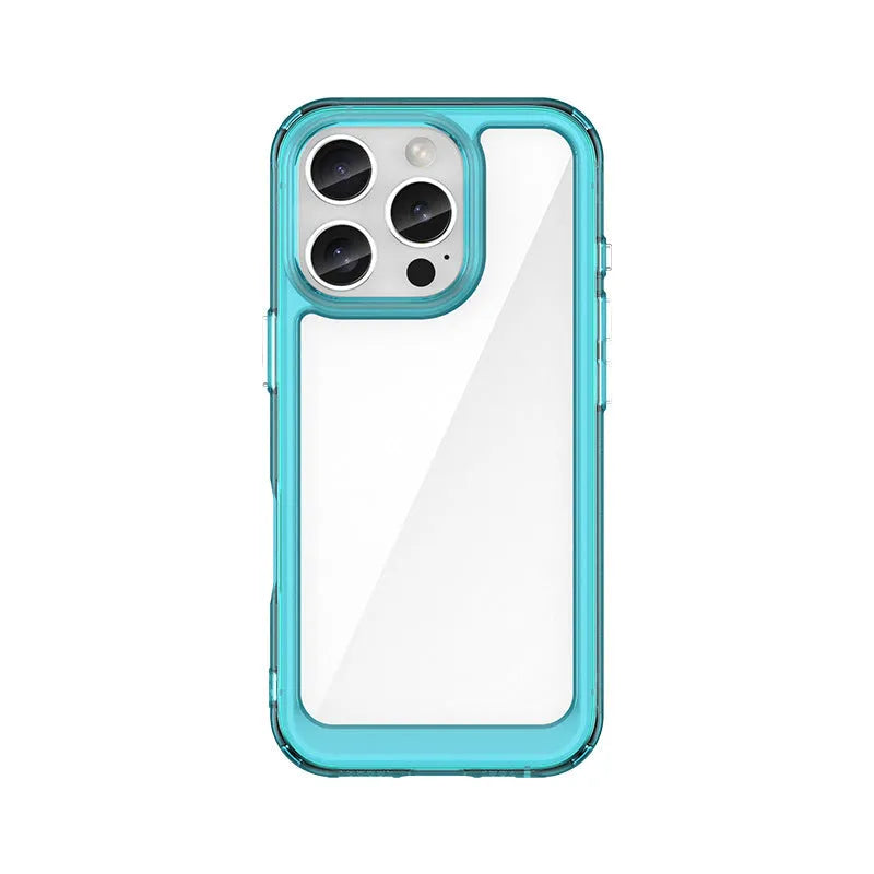 Plastic transparent backboard protective cover for Apple iPhone in PC TPU material, anti-fall phone case with clear design