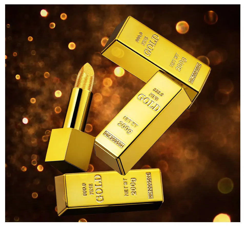 Gold brick tube design lipstick kit with 6 colours and easy-to-colour formula